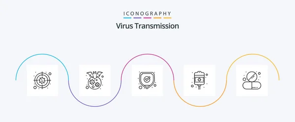 Virus Transmission Line Icon Pack Including Drug Health Care Medical — Wektor stockowy