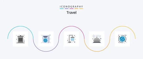 Travel Flat Icon Pack Including Seo Сервис Душ Номер Дворецкий — стоковый вектор