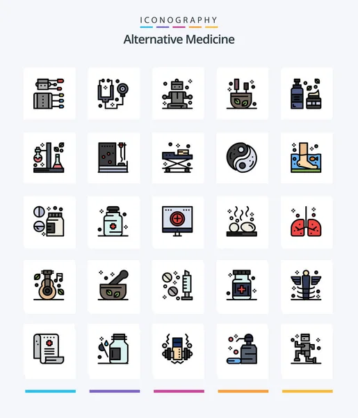 Creative Alternative Medicine Line Filled Icon Pack Foam Sticks Tools — Archivo Imágenes Vectoriales