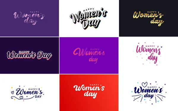 International Women Day Greeting Card Template Floral Design Hand Lettering — Stockvector
