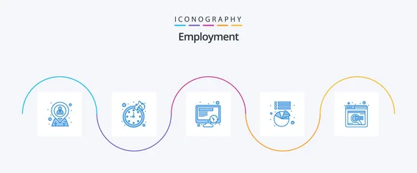 Employment Blue Icon Pack Including Online Job Online Schedule Find — Image vectorielle