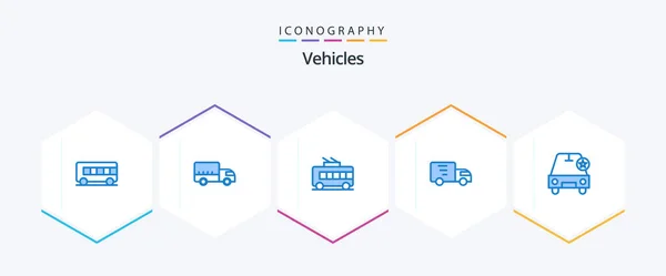 Vehicles Blue Icon Pack Including Star Car Transport Truck Lorry — Vector de stock