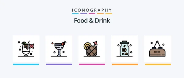 Food Drink Line Filled Icon Pack Including Drink Bruschetta Eat — Stock Vector