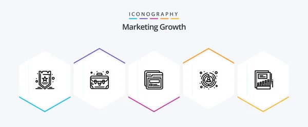 Marketing Growth Line Icon Pack Including Growth Growth Template Target — Image vectorielle