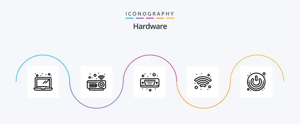 Hardware Line Icon Pack Including Switch Power Button Port Power — 图库矢量图片