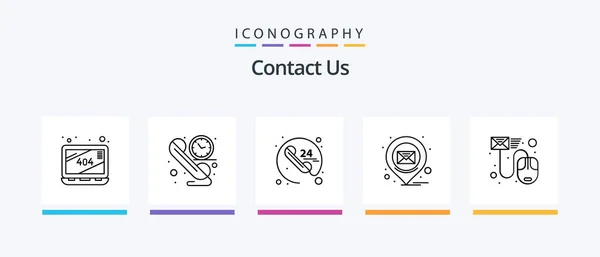 Contact Line Icon Pack Including Website Error Email Boss Phone — Vettoriale Stock