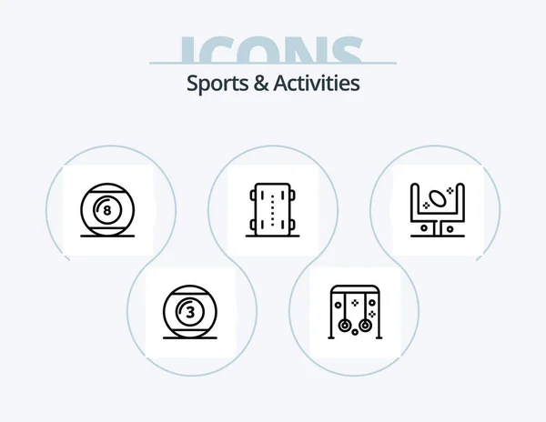 Sports Activities Line Icon Pack Icon Design Leather Ball Cricket — Vector de stock
