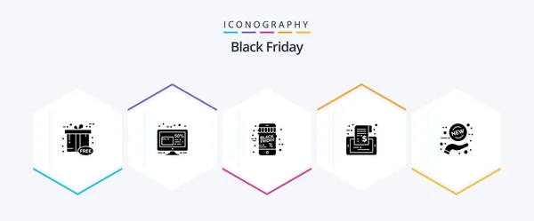 Black Friday Glyph Icon Pack Including Tag Phone Friday Mobile — Image vectorielle