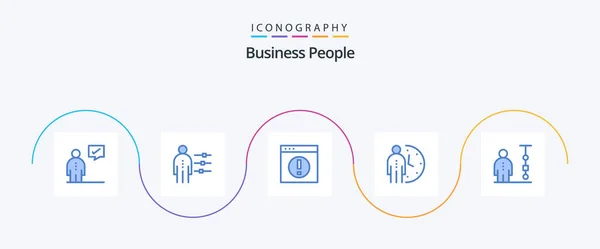 Business People Blue Icon Pack Including Management Clock Person Manager — Archivo Imágenes Vectoriales