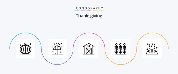 Thanks Giving Line Icon Pack Including Giving Wheat Umbrella Thanksgiving — Stockvektor