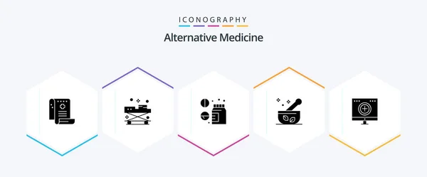 Alternative Medicine Glyph Icon Pack Including Soup Medical Medicine Hospital — Vettoriale Stock