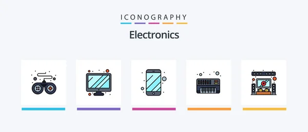 Electronics Line Filled Icon Pack Including Electric Tower Electric Electric — Image vectorielle