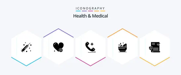 Health Medical Glyph Icon Pack Including Shield Test Medical Medicine — Stockový vektor