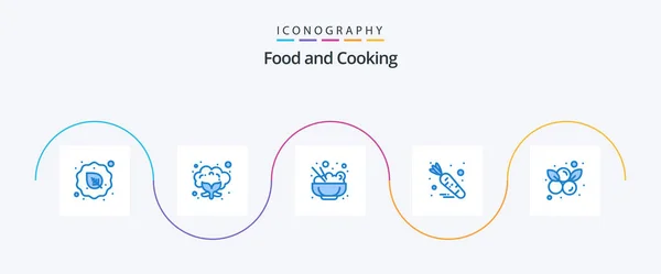 Food Blue Icon Pack Включая Фрукты Голубика Китайский Берри Еда — стоковый вектор