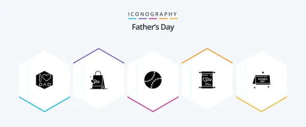 Fathers Day Glyph Icon Pack Including Father Calendar Gentleman Day — 图库矢量图片