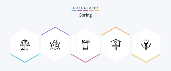 Spring Line Icon Pack Including Flower House Spring Bird House — Stockový vektor