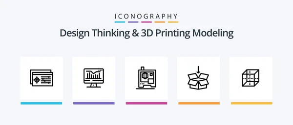 Design Thinking Printing Modeling Line Icon Pack Including Comment Eye — Archivo Imágenes Vectoriales