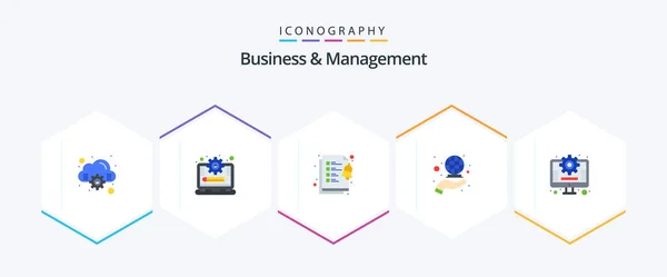 Business Management Flat Icon Pack Including Management Clipboard Business International — Wektor stockowy
