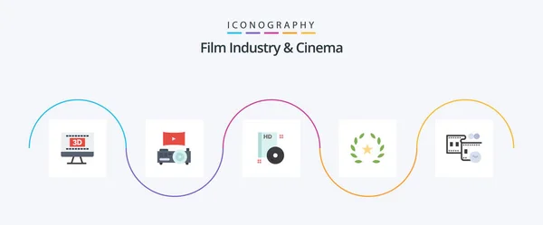 Cenima Flat Icon Pack Including Film Stip Films Stare Cinema — Wektor stockowy