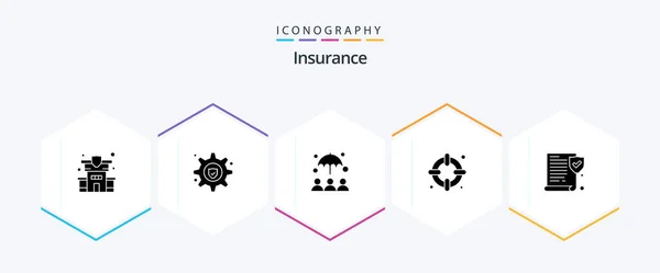 Insurance Glyph Icon Pack Including Umbrella Policy Insurance — Stockový vektor
