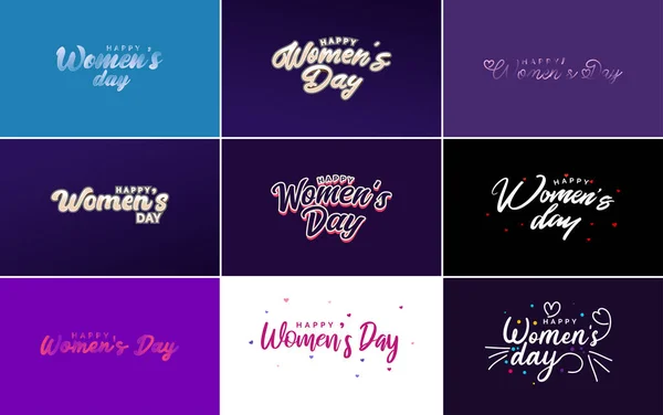 International Women Day Vector Hand Written Typography Background — Stok Vektör