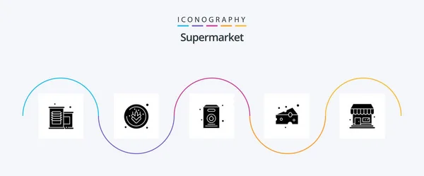 Supermarket Glyph Icon Pack Including Supermarket Supermarket Store Supermarket — Stockvektor