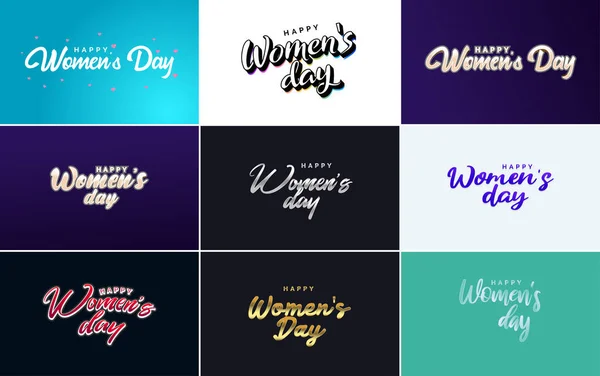 Set Happy International Woman Day Signs Emblems Vector Design Elements — Image vectorielle