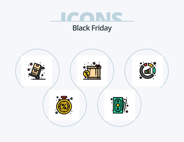 Black Friday Line Filled Icon Pack Icon Design Coins Income — 图库矢量图片