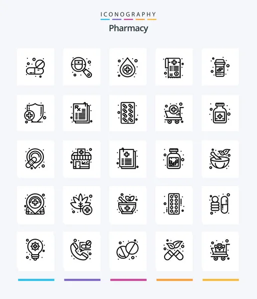 Creative Pharmacy Outline Icon Pack Medicine Paperwork Search Medical Bill — Archivo Imágenes Vectoriales