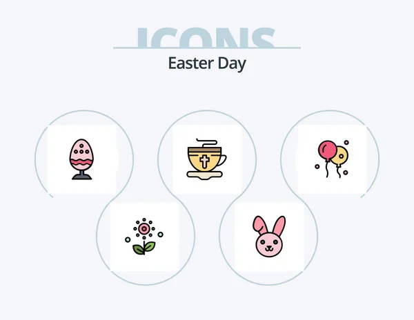 Easter Line Filled Icon Pack Icon Design Spring Easter Easter — Stockový vektor