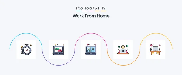 Work Home Line Filled Flat Icon Pack Including Home Work — Image vectorielle