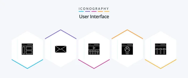 User Interface Glyph Icon Pack Including User Interface Interface Communication — Vetor de Stock