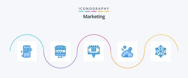 Marketing Blue Icon Pack Including Machine Language Advertising Data Marketing — Wektor stockowy