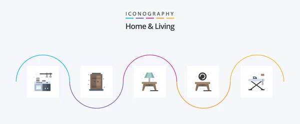 Home Living Flat Icon Pack Including Iron Lump Living Disk — Stockvector