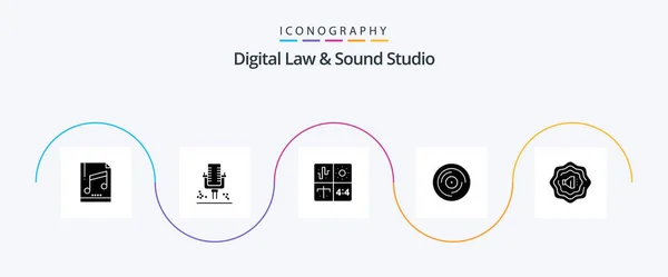 Digital Law Sound Studio Glyph Icon Pack Including Sound Juggling — Stockvektor