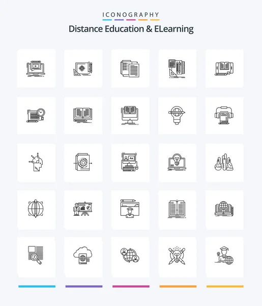 Creative Distance Education Elearning Outline Icon Pack Calculator Stationary Marketing — Stockový vektor