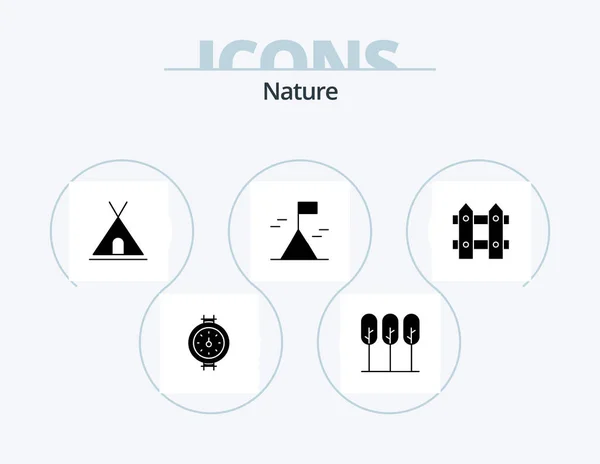 Nature Glyph Icon Pack Icon Design Gardening Tent Garden Nature — Stockový vektor