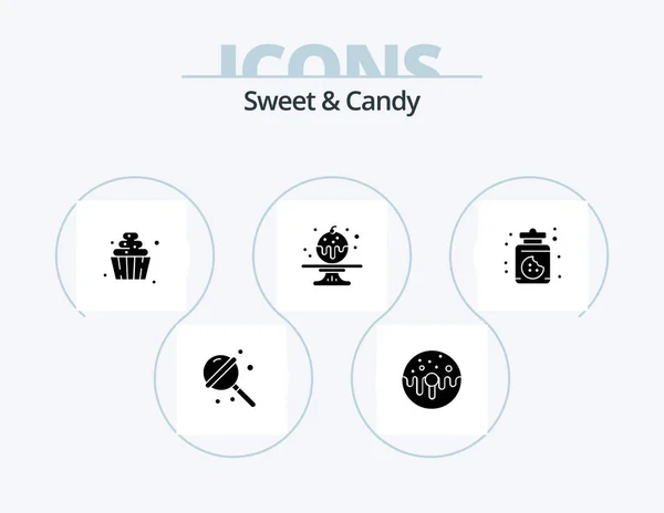 Sweet Candy Glyph Icon Pack Icon Design Food Cake Sweet — Image vectorielle