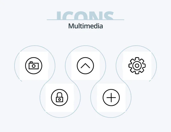 Multimedia Line Icon Pack Icon Design Media Multimedia Communication Media — Stok Vektör