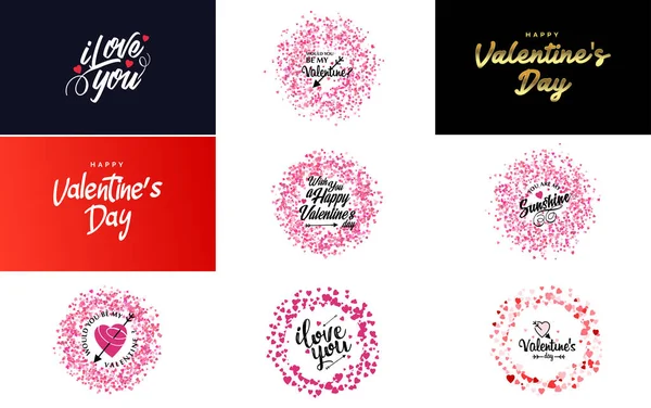 Love You Hand Drawn Lettering Heart Design Suitable Use Valentine — Vetor de Stock