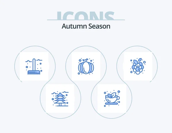 Autumn Blue Icon Pack Icon Design Autumn Fruits Harvest Autumn — Stockvektor