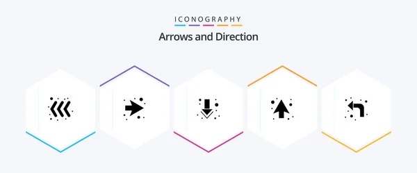 Arrow Glyphh Icon Pack Including Вверх Полный Перезаряжай Направление — стоковый вектор