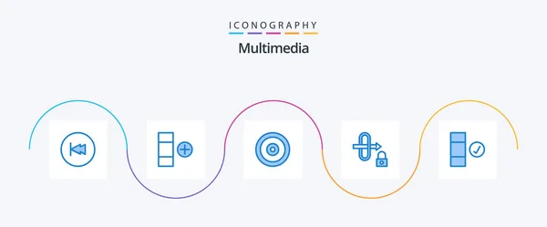Multimedia Blue Icon Pack Including Data Check Mobile Security Gateway — Stok Vektör