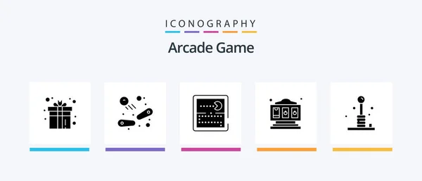 Arcade Glyph Icon Pack Including Fun Play Play Game Play — Archivo Imágenes Vectoriales