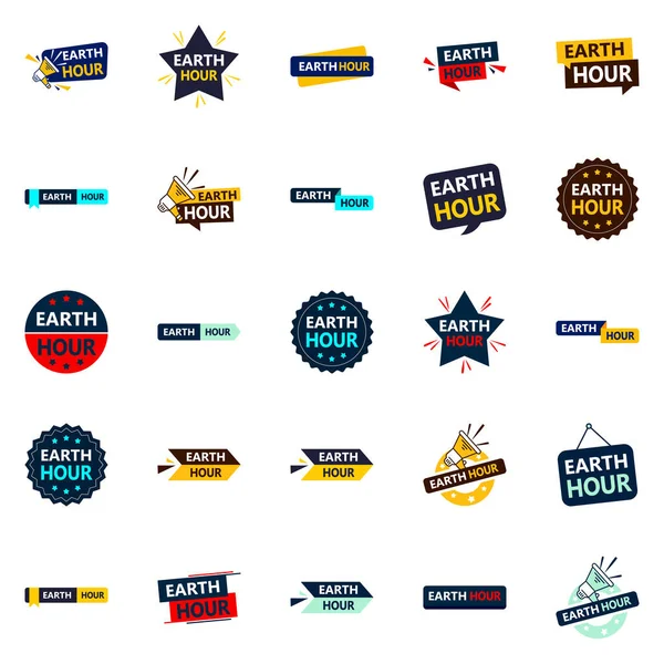 Earth Hour Versatile Vector Banners All Your Green Marketing Advocacy — Stok Vektör