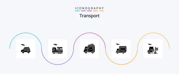 Transport Glyph Icon Pack Including Transport Forklift Car Vehicle Truck — Stockvector