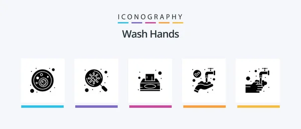 Wash Hands Glyph Icon Pack Including Medical Washing Box Medical — Vector de stock