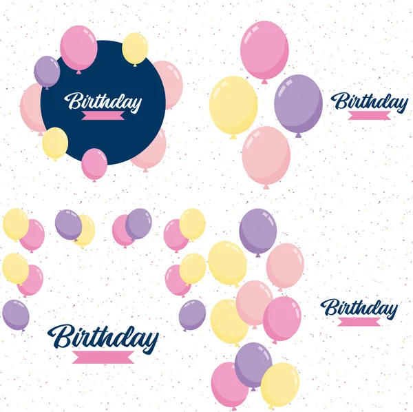 Happy Birthday Text Glossy Finish Abstract Shapes — Image vectorielle
