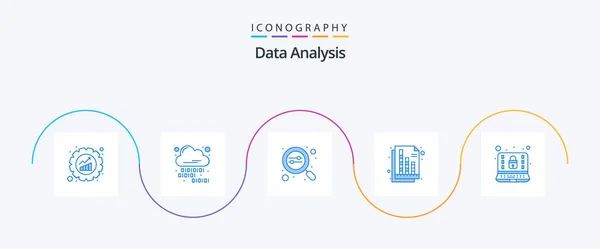 Data Analysis Blue Icon Pack Including Computer Digital Search Database — Wektor stockowy