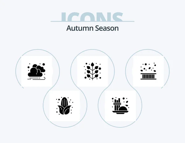 Autumn Glyph Icon Pack Icon Design Fall Border Cloud Area — Wektor stockowy